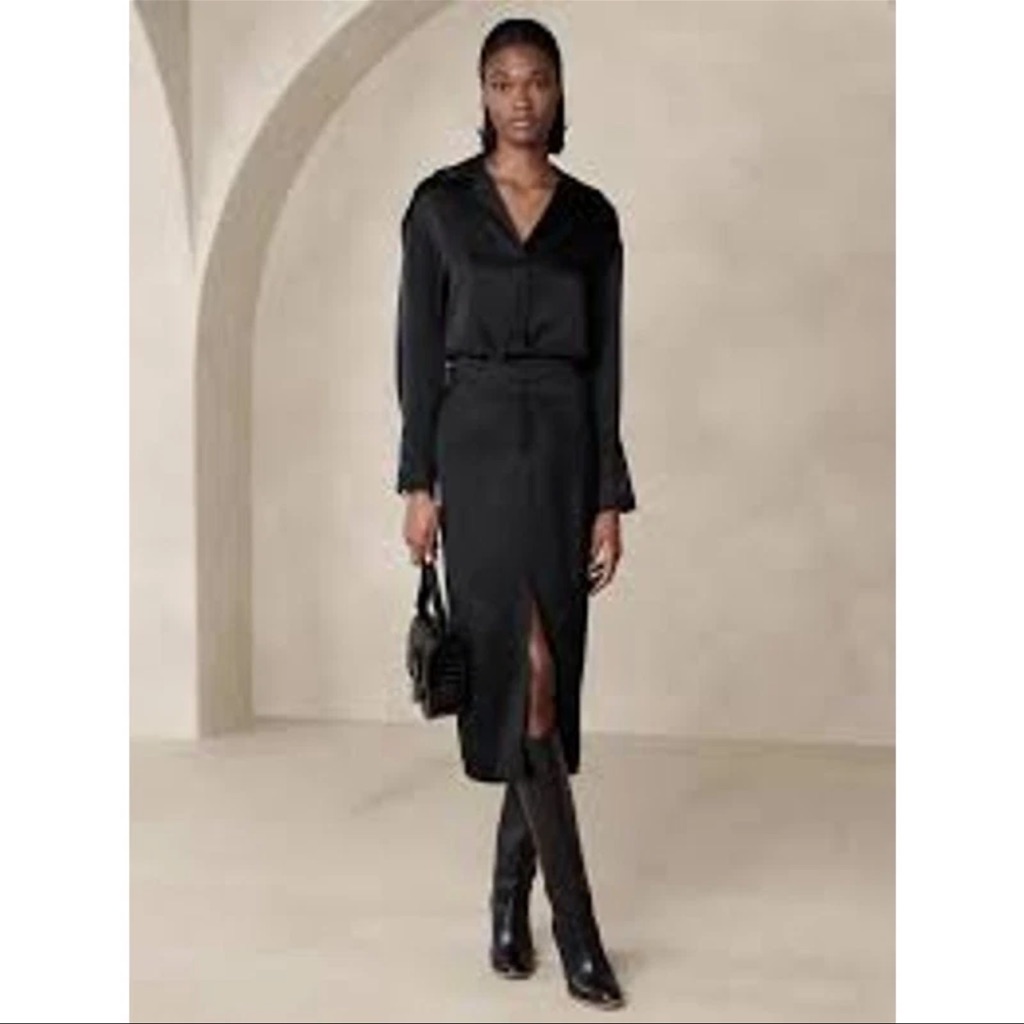 Banana Republic Alix Italian Satin Midi Skirt Nwt Size 2